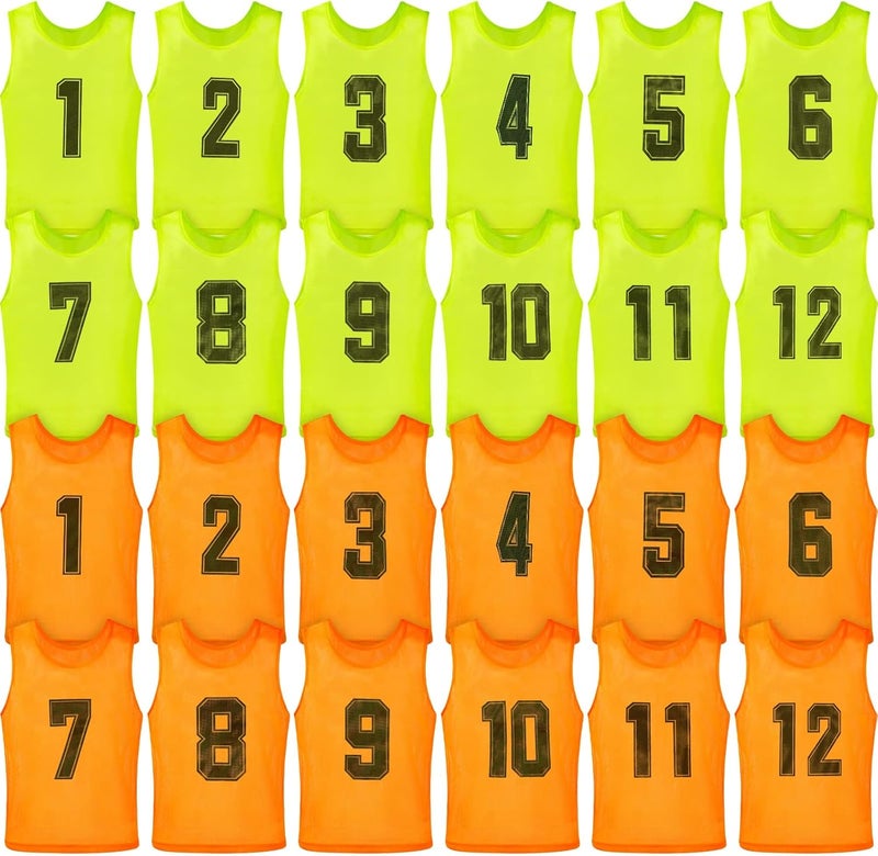 Vabean 24 Pack Nylon Mesh Scrimmage Team Practice Vests Pinnies Jerseys Train Vest for Adult Sport Basketball Soccer Football - Image 1